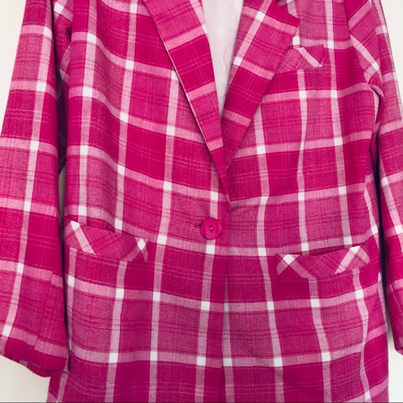 Oversized Pink Plaid Blazer - Picture 3 of 3